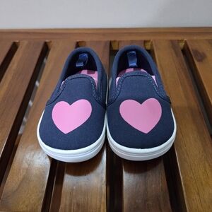 Carter's Baby Navy and Pink Heart Kids Slip-On Shoes Size 3